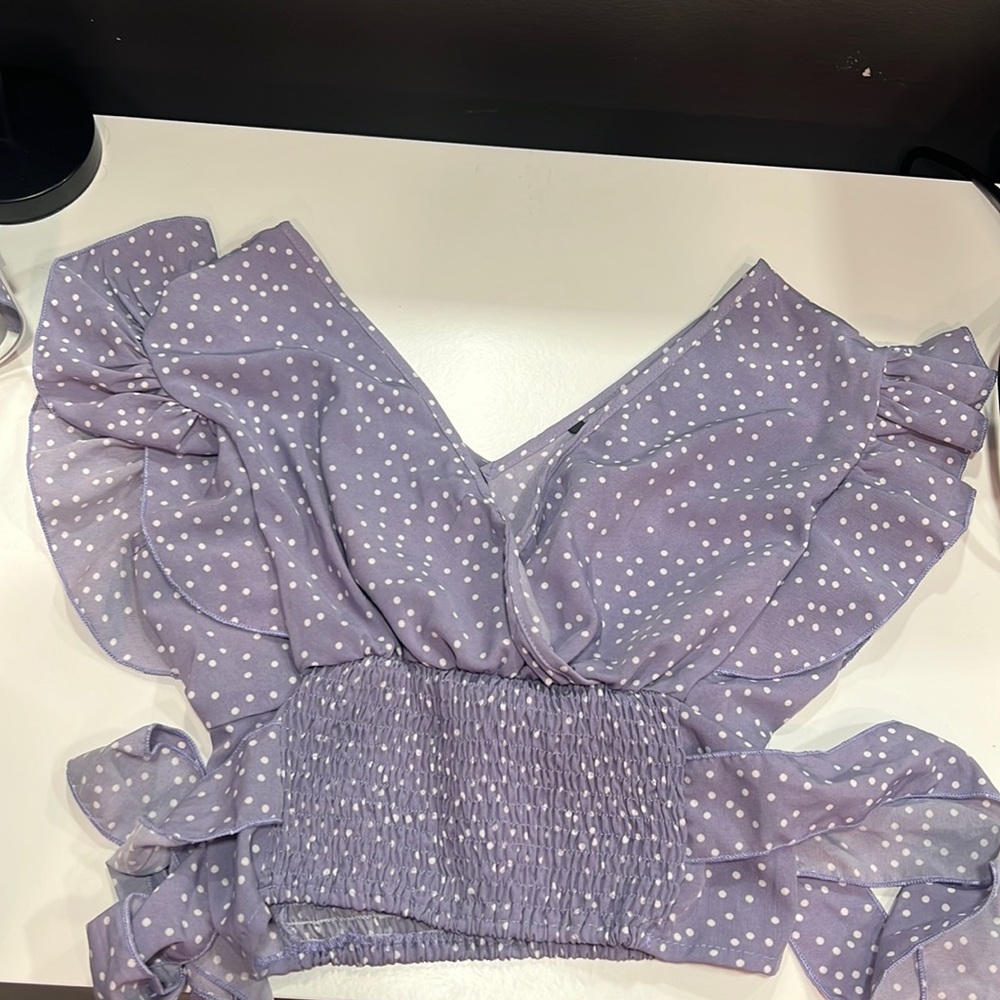 Purple polka dot fancy top